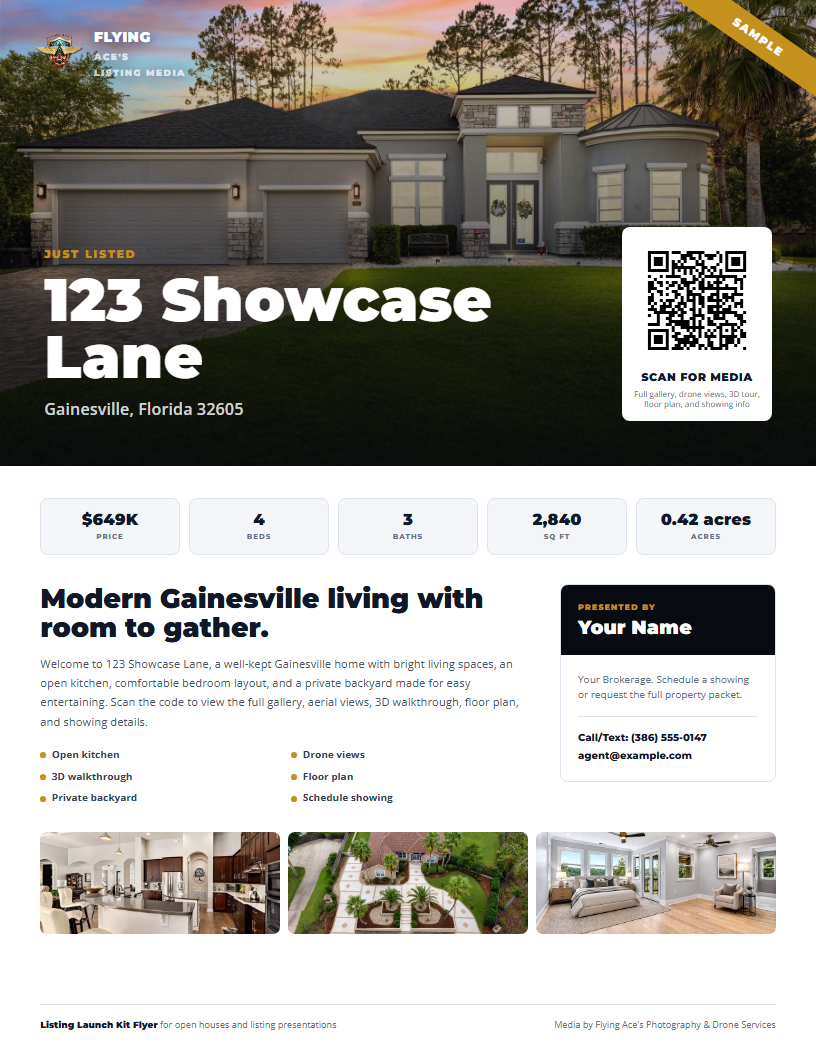 Sample branded real estate flyer for a Listing Launch Kit